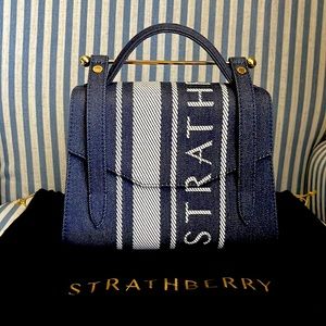 Denim, limited edition Strathberry Allegro mini. See description for measurement
